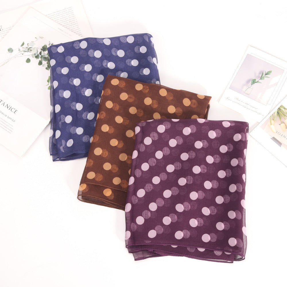 Women's Elegant Basic Simple Style Polka Dots Georgette Printing Silk Scarf