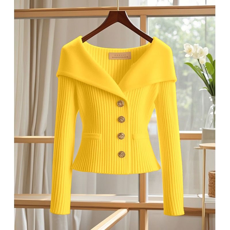 Knitted Sweater Women's High Waist Design Style Long Sleeve