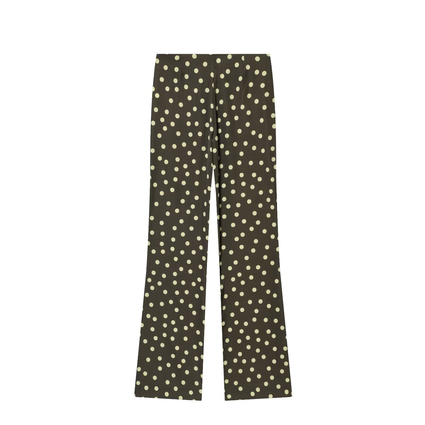 Polka Dot Top With Flared Pants Casual Set  Sleeveless .