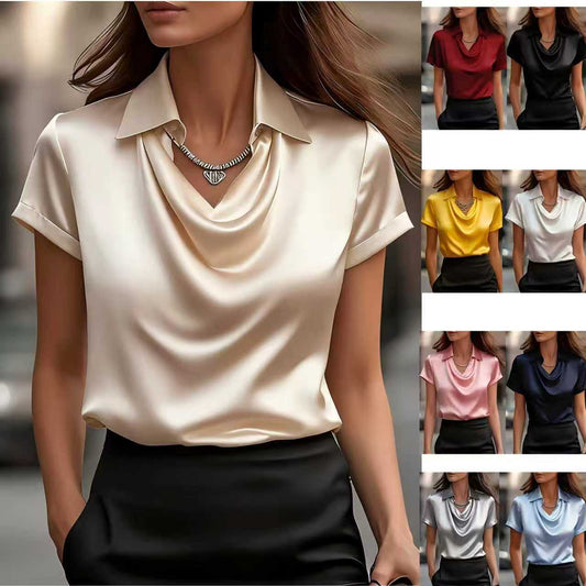 Short Sleeve Polyester Shirt  With Shiny Metallic Finish And Pullover Design.