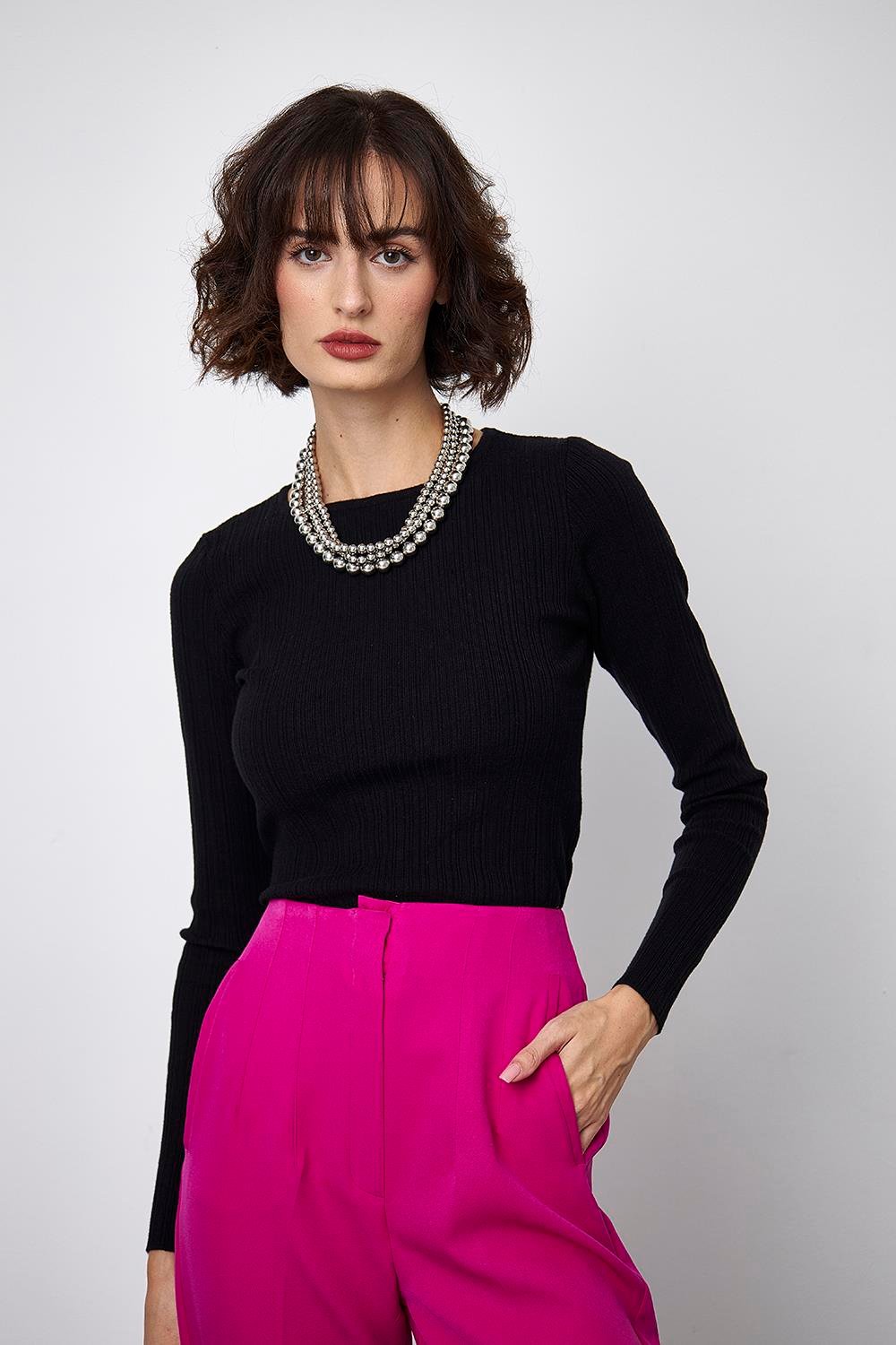 Women's High Waist Flato Trousers - Fuchsia