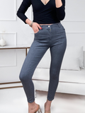 Lycra High Waist Jean Trousers - Gray