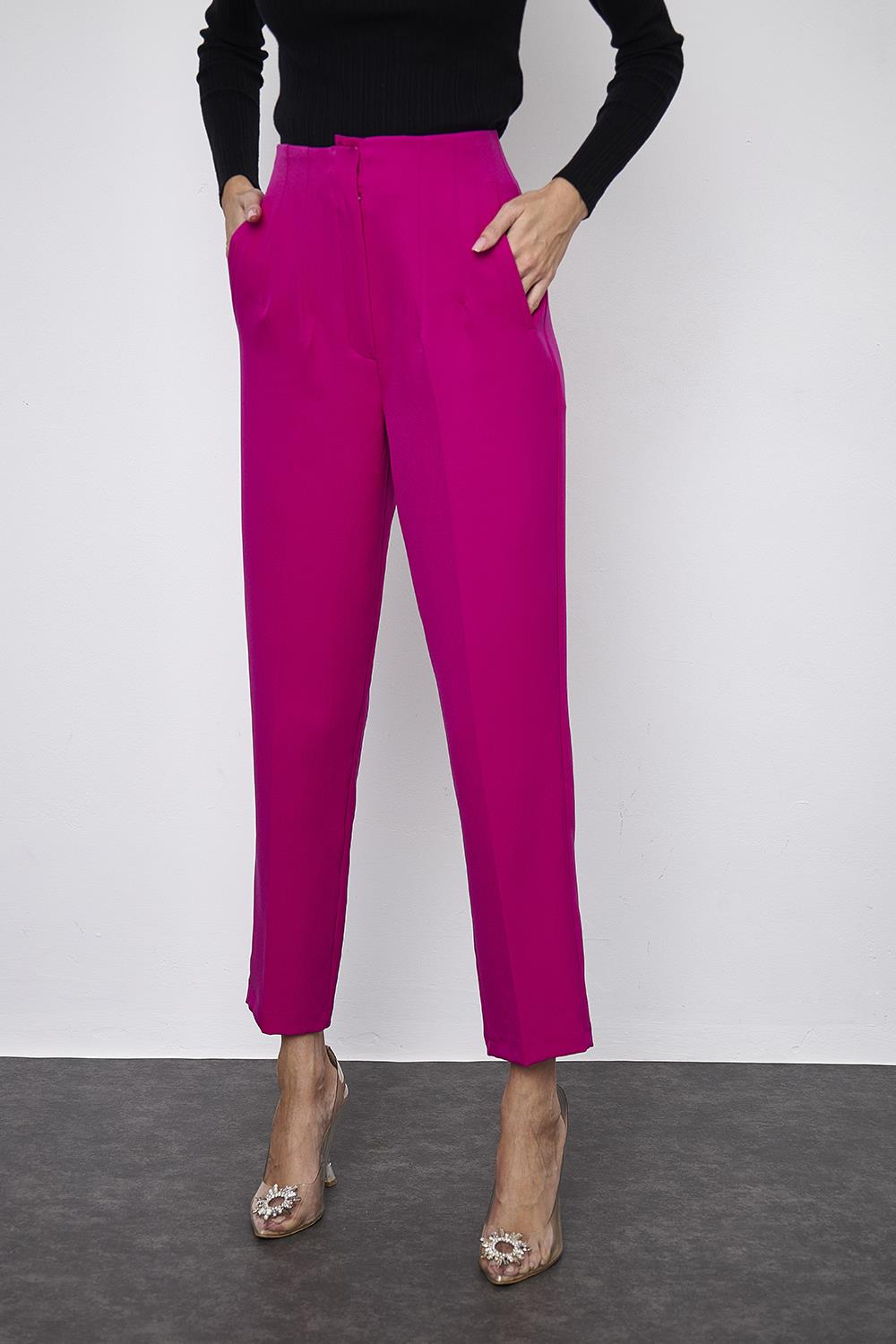 Women's High Waist Flato Trousers - Fuchsia