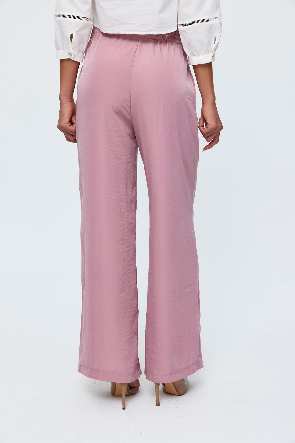 Women's Wide Leg Flowy Trousers - Dried Rose