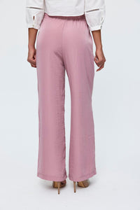 Women's Wide Leg Flowy Trousers - Dried Rose