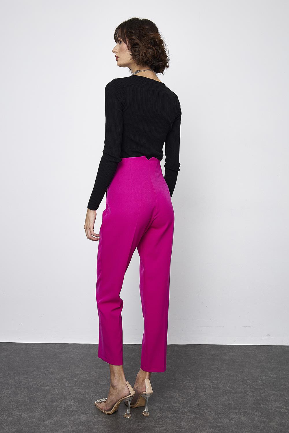 Women's High Waist Flato Trousers - Fuchsia