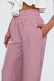 Women's Wide Leg Flowy Trousers - Dried Rose