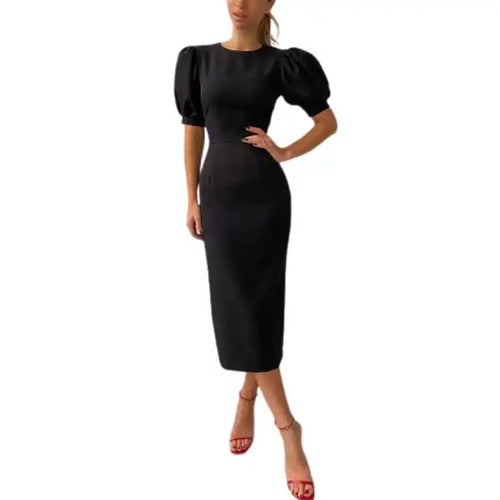 Elegant Women's Dress  Puff Sleeve pencil skirt