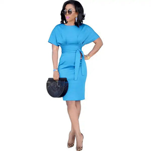 Women's elegant office wear knee length dress