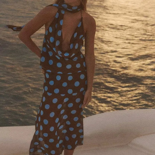 Polka Dot Asymmetrical European Style Street Fashion Casual Set