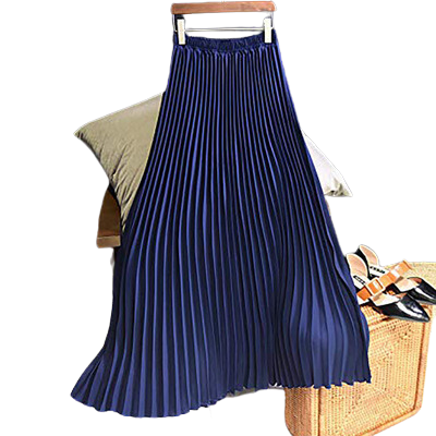 Spring Women Solid pleated skirt