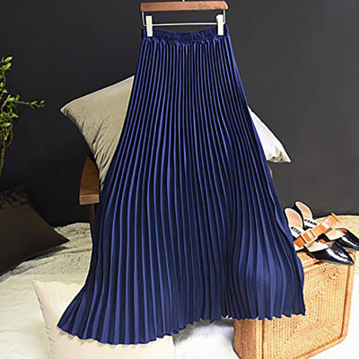 Spring Women Solid pleated skirt