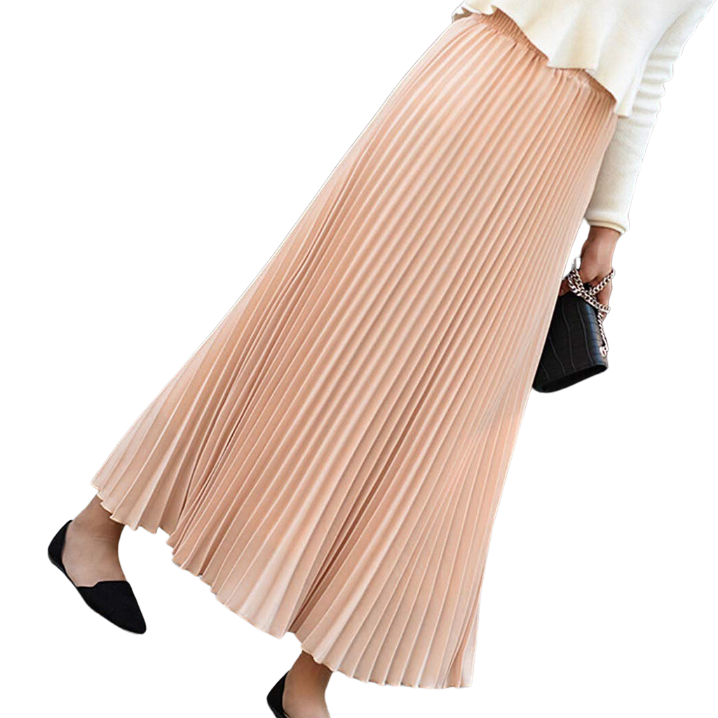 Spring Women Solid pleated skirt