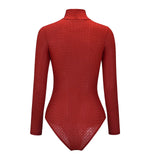 Elegant Bodysuits Women  Solid Long Sleeve Top