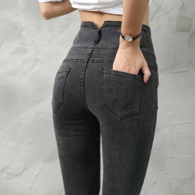 High Waist Velvet Thick Jeans Female Winter Skinny Stretch Warm Jeans Pants