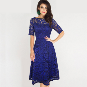 Summer Women High Quality Full Lace Embroidery Skater Dress Elegant Ladies Short