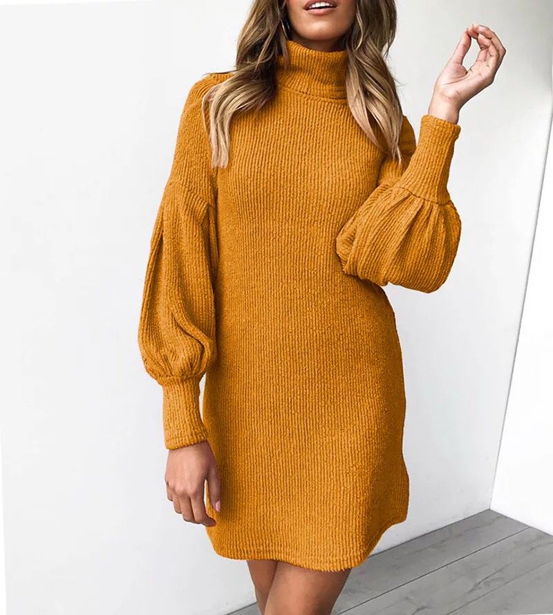 Round neck fashion ladies long sleeves dress